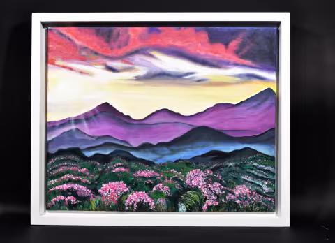 MOUNTAIN FLOWERS This painting includes the frame